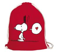 Zaino in cotone Logoshirt® Peanuts Snoopy, cuore rosso (35x46 cm)