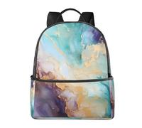 Zaino in marmo viola turchese per donne e uomini astratto per adolescenti borsa per libri casual zaino da viaggio universitario lavoro