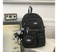 Zaino in nylon di colore solido, di ampia capacità, con una sola maniglia superiore e zip, alla moda, adatto per gli studenti per andare a scuola, con piccolo ciondolo in dotazione, adatto come regalo