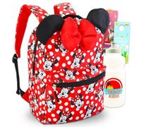 Zaino in nylon per ragazze con Minnie Mouse da 40,6 cm e bottiglia d'acqua, segnalibro, altro | Deluxe Minnie Mouse School Bag per bambini, Multicolore, Minnie Mouse Backpack for School, Zaino Minnie