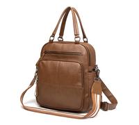 Zaino in Pelle per Donna, 3 in 1 come Zaino Borsa a Spalla e Borsetta Elegante Grande Borsa Scuola con Tracolla Removibile, Zainetto Vintage Moda Multitasche per Lavoro Viaggio Scuola
