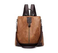 Zaino in pelle PU vintage da donna zaino da viaggio di grande capacità zaino da scuola adolescente borsa di lusso aziendale femminile zaini scuola media carino, Colore caramello