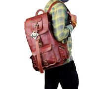 Zaino In Pelle Vintage Distressed Da Uomo Per Lavoro Viaggio Campeggio Casual