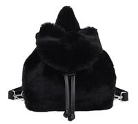 Zaino in peluche per bambini, con fiocco, per scuola, viaggi, asilo nido, Natale, shopping, feste, bambini, donne e bambini, Nero , Fare riferimento alla descrizione, Unisex