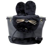 Zaino in peluche per bambini nero con tracolla regolabile