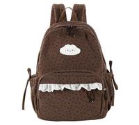 Zaino in pizzo Borsa da scuola per ragazze Y2k con multitasche (marrone) | Zaino Y2K con decorazioni in pizzo e nuvole, tasca posteriore sicura, per la scuola quotidiana delle ragazze adolescenti, le