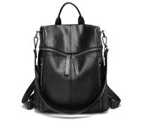 Zaino in PU Pelle per Donna - Borse a Spalla Casual Scuola 2 in 1 come Zainetto e Tracolla Antifurto, Morbido Impermeabile Vintage Multipocket Grande Capacità e Moda per Lavoro College Viaggio (Nero)