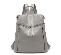 Zaino in PU Pelle per Donna - Borse a Spalla Casual Scuola 2 in 1 come Zainetto e Tracolla Antifurto, Morbido Impermeabile Vintage Multipocket Grande Capacità Moda Lavoro College Viaggio (Grigio)