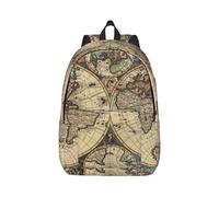 Zaino in tela unisex con stampa antica mappa del mondo zaino carino per viaggiare zaino estetico casual sportivo, Nero, M