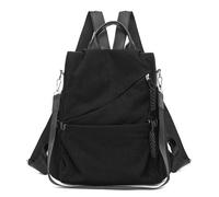 Zaino in velluto a coste per uomo e donna, tinta unita, con tasche, ideale come elegante zaino in velluto a coste, tinta unita, con pratiche tasche, ideale per l'università e la vita quotidiana