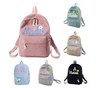 Zaino in velluto a coste personalizzato con nome ricamato a mano con monogramma Borsa a tracolla per bambini Regalo di Natale per compleanno