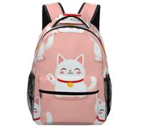 Zaino Japan Lucky Cat Funny Fat Cats Pink Zaino Da Scuola Resistente Backpack Grande Zaini Per Office Notebook Viaggio