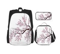 Zaino Kawaii con portapranzo, set 3 in 1 astuccio abbinato, magico natalizio, Fiori di ciliegio, Taglia unica