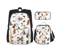Zaino Kawaii con portapranzo, set 3 in 1 astuccio abbinato, magico natalizio, Gatto farfalla., Taglia unica