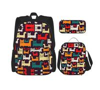 Zaino Kawaii con portapranzo, set 3 in 1 astuccio abbinato, magico natalizio, Gatto, Taglia unica