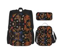 Zaino Kawaii con portapranzo, set 3 in 1 astuccio abbinato, magico natalizio, Stampa pollo, Taglia unica