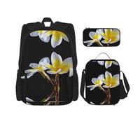 Zaino Kawaii con portapranzo, set 3 in 1 astuccio abbinato, note musicali volanti botaniche, Bellissimo fiore., Taglia unica