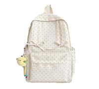 Zaino Kawaii Coquette a pois per ragazze adolescenti, nylon con decorazioni | Zaino scolastico casual, leggero, zaino multiscomparto per l'uso quotidiano nei viaggi scolastici(Q1)