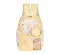 Zaino Kawaii per ragazze adolescenti - grazioso zaino da scuola estetico con accessori divertenti, borsa per libri in nylon leggero per campus medio, liceo e università, 5 colori disponibili, Giallo