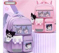 Zaino Kuromi Sanrio con Tasche Multiple - Tema Carino di Kuromi, Borsa a Spalla Leggera con Scomparti, Adatto come Premio e Ricompensa FumettoPoliammide