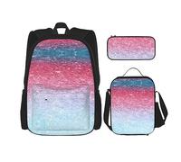 Zaino leggero con pulcino, set da 3 pezzi, con borsa per il pranzo, astuccio per ufficio e scuola, Blu Rosa e P, Taglia unica, Zaini Daypack