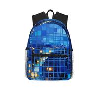 Zaino leggero con stampa aureola colorata per donne e uomini carino zaino da viaggio con spallacci, Città Blues, One Size
