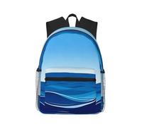 Zaino leggero con stampa in cotone bianco per donne e uomini carino zaino da viaggio con spallacci, Ritmo del Mare, One Size