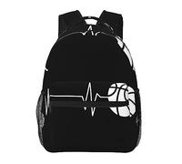 Zaino leggero da zainetto per il lavoro di trekking in esecuzione Borsa per libri antifurto multiuso di grande capacità, borsa per computer da lavoro artistica in bianco e nero con battito cardiaco