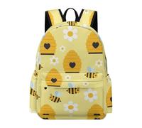 Zaino leggero Honey Bee Hive giallo per uomo e donna, antifurto per college