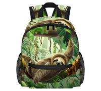 Zaino leggero per bambini da 3 a 8 anni, con bradipo nella giungla della foresta pluviale, Multicolore 4., 25.4x10x30 CM/10x4x12 in