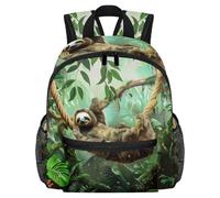 Zaino leggero per bambini da 3 a 8 anni, con bradipo nella giungla della foresta pluviale, Multicolore 1., 25.4x10x30 CM/10x4x12 in
