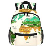 Zaino leggero per bambini, per asilo, scuola, zaino per bambini da 3 a 8 anni con mappa del mondo, Multicolore 1., 25.4x10x30 CM/10x4x12 in