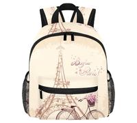 Zaino leggero per bambini, per scuola materna, zaino per bambini da 3 a 8 anni, Torre Eiffel retrò, Multicolore 1., 25.4x10x30 CM/10x4x12 in