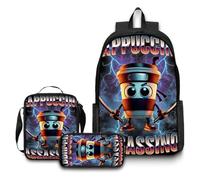 Zaino leggero per la scuola dei bambini 3 pezzi, borsa da scuola italiana Brainrot Tung Tung per bambini, borsa da 17 pollici, borsa a cartella, adatta per l'uso quotidiano nel campus,Style5