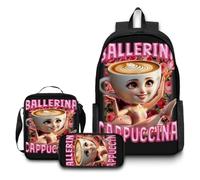 Zaino leggero per la scuola dei bambini 3 pezzi, borsa da scuola italiana Brainrot Tung Tung per bambini, borsa da 17 pollici, borsa a cartella, adatta per l'uso quotidiano nel campus,Style4