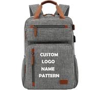 Zaino Logo Personalizzato Uomini Personalizzati Personalizzati Di Viaggio Multifunzionale e Business per Laptop Nomi Stampati Modelli Perfetti Regalo Aziendale Grey,15 inches