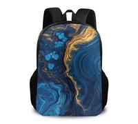 Zaino Luxury Marble Texture Gold And Blue Daypack Unisex Zaini Resistente Zainetto Per Notebook Viaggio Computer