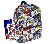 Zaino Marvel Spiderman per bambini - Set da 2 pezzi con zaino scolastico Marvel Comics Spiderman da 16"" con adesivi (materiale scolastico Spiderm