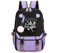 Zaino Mengmiao K-Katseye Unisex per Bambini, Impermeabile, Zaino per la Scuola con Scomparto per Laptop, Grande Capacità, Zaino Stile Coreano con Fan di Sophia Manon Daniela Lara Megan Yoonchae, 46*29