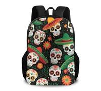 Zaino Mexican Hat Twigs Flowers Day Dead Sugar Skulls Backpack Leggero Zaini Grande Daypack Per Office Notebook Computer