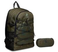 Zaino Mono Scomparto Invicta, Active, Verde Militare, Scuola & Tempo Libero + Portapenne Round