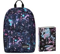 Zaino Monoscomparto Seven IschoolPack, Blu e Rosa, Con Power Bank integrato e Usb Plug, Scuola e Viaggio + Seven Diario 12 Mesi, Nero, Ragazza