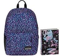 Zaino Monoscomparto Seven IschoolPack, Viola e Rosa, Con Power Banck integrato e Usb Plug, Scuola e Viaggio + Seven Diario 12 Mesi, Nero, Ragazza