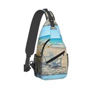 Zaino Monospalla Beach Scene With Chairs Moda Tracolla Borse Portatile Borsa A Spalla Uomo per Uomo Outdoors Moto