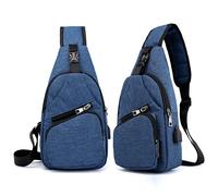 Zaino Monospalla Borsa Da Petto Marsupio Per Uomo Borsello Moto con Porta USB