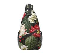 Zaino Monospalla Cactus Flower Pattern Causal Borsa A Tracolla Tattica Multiuso Spalla Borsa per Viaggio Trekking Campeggio