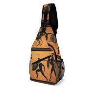 Zaino Monospalla Casual Borsa Petto Per Lavoro, Escursionismo, Scuola Ancient Greek Scenery Black Characte Antifurto Sacchetto Del Messaggero