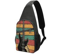Zaino Monospalla Casual Sacchetto Del Messaggero Per Escursionismo, Lavoro, Ciclismo Vintage Bass Guitar Print Poliestere Zaino A Tracolla Piccolo