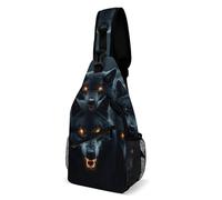 Zaino Monospalla Dark Storm Rain Halloween Animals Wolf Wolves Causal Borsa A Tracolla Militare Multiuso Borsa A Petto per Uomo Trekking Viaggio