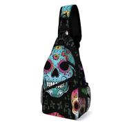 Zaino Monospalla Day Of The Dead Sugar Skulls Cute Multiuso Borsa A Tracolla Militare Causal Borsa A Spalla Uomo per Campeggio Donna Outdoors